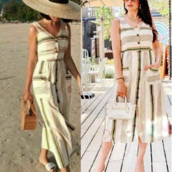 zara linen midi dress